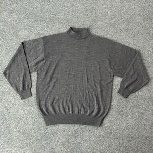 Pendleton Sweater Men Large Gray Merino Wool Mock Neck Knit Hong Kong Vintage